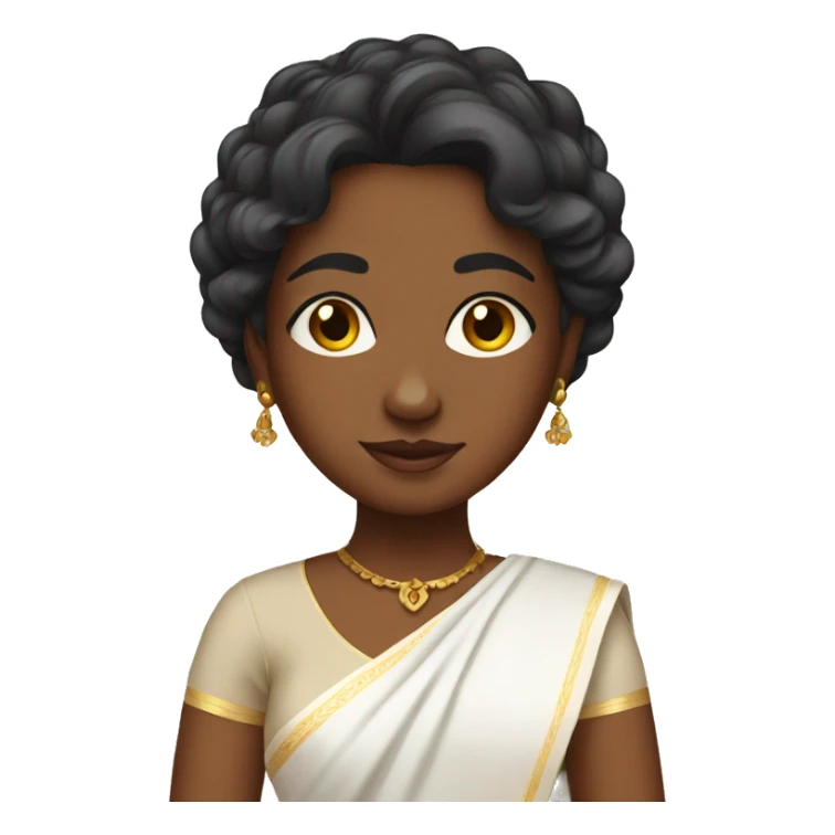 Brown girl wearing white saree sticker