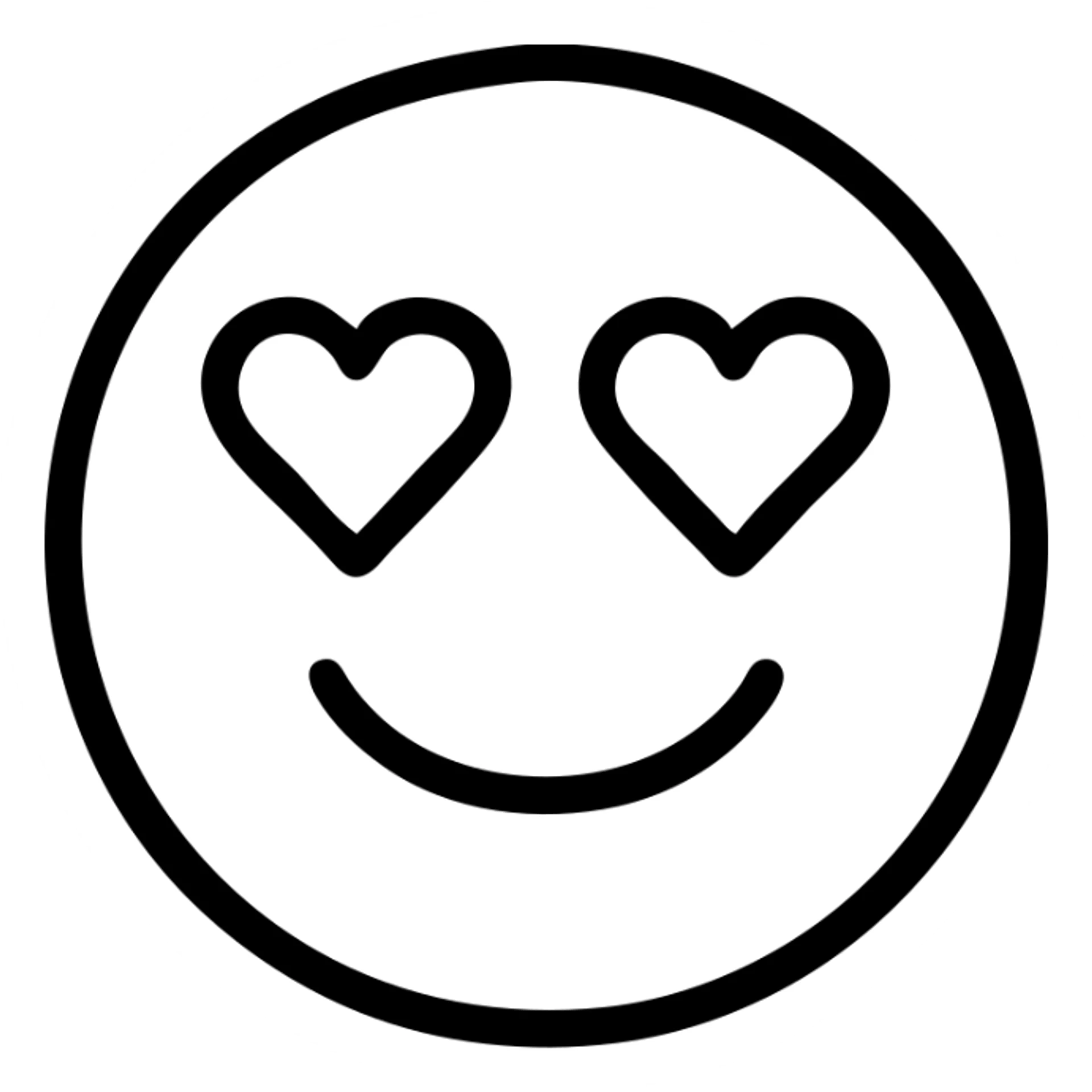 monochrome black and white love emoji with heart eyes minimal sticker