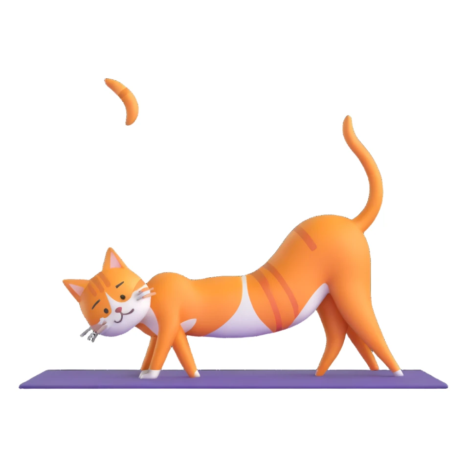 cat in downward dog yoga pose, triangle pose with raised hips sticker