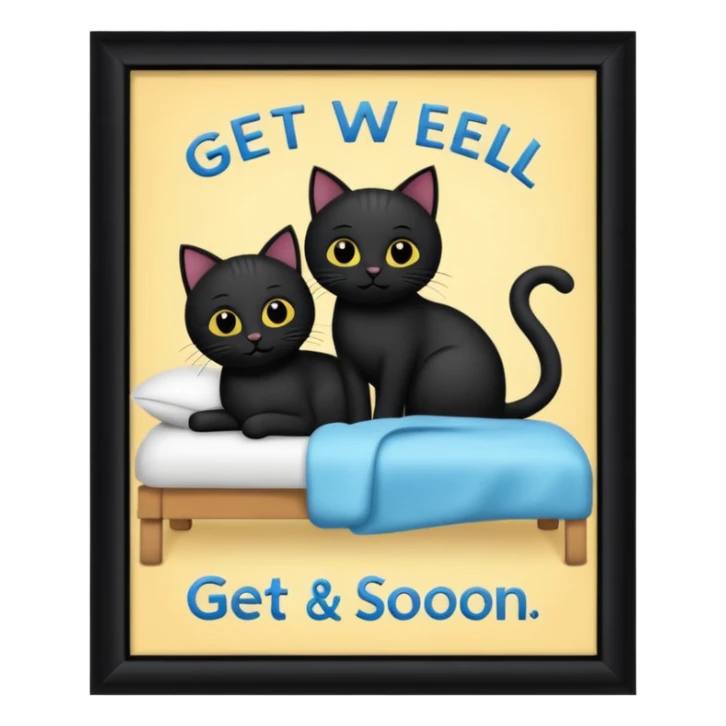 get well soon with black cats and Badsey sign sticker