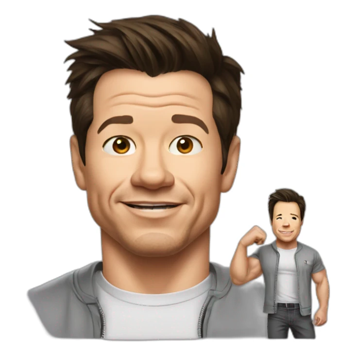 mark wahlberg cartoon wearing tee sticker