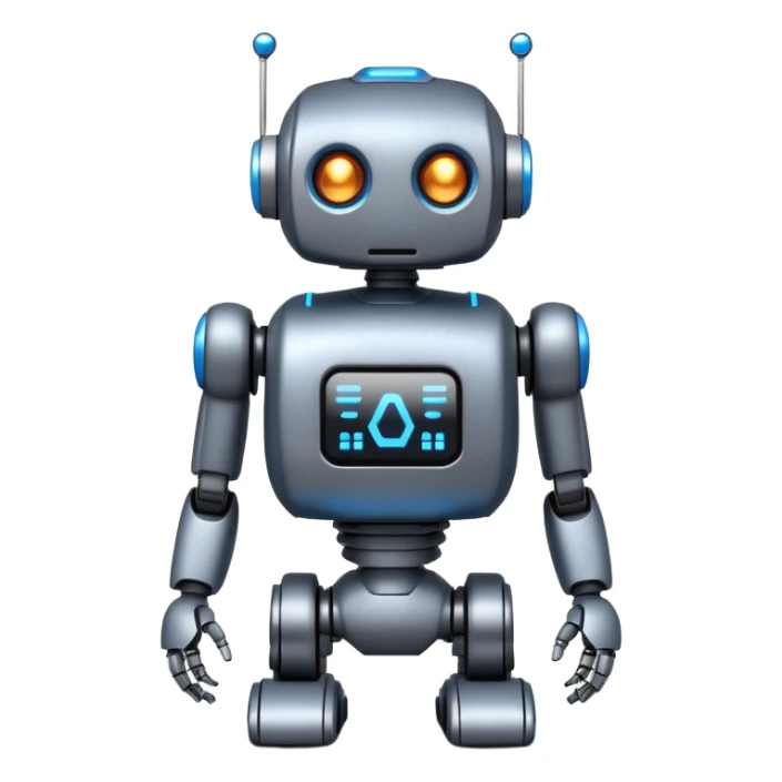 I want atom from reel steel that has gray body with black screen and blue eyes  form the screen and a brown top a  robot sticker