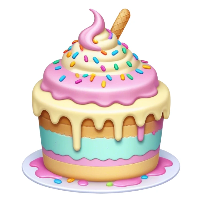 Melted kawaii pastel ice cream cake sticker