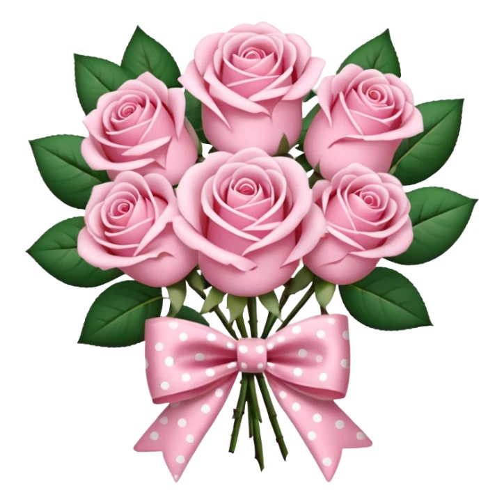 A bouquet of light pink roses with a polka-dot bow. sticker