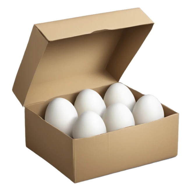Realistic open carton of white eggs. sticker