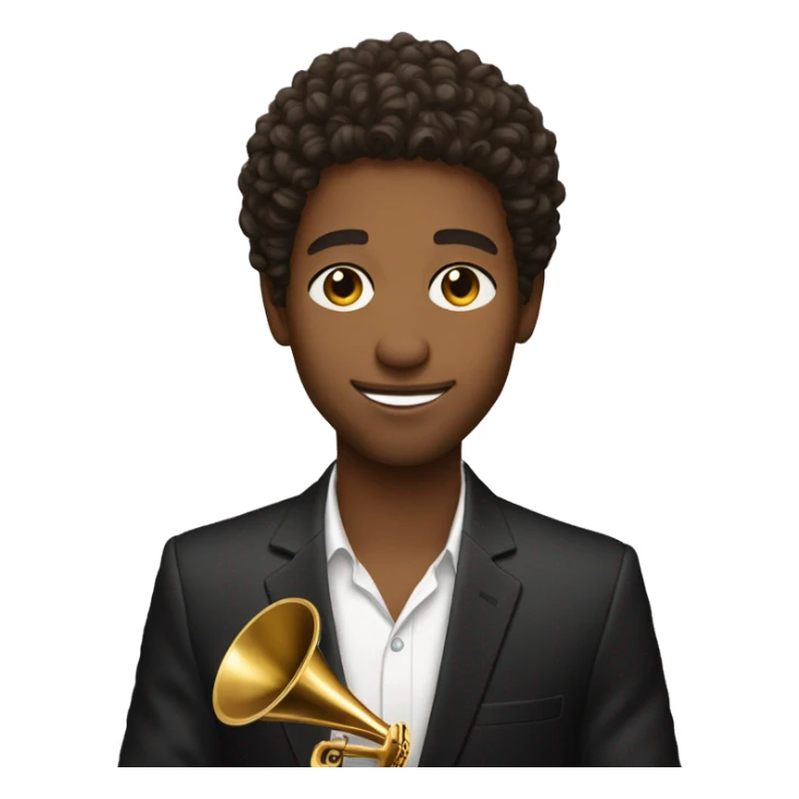 pretty brown man holding a grammy with short curly hair  sticker