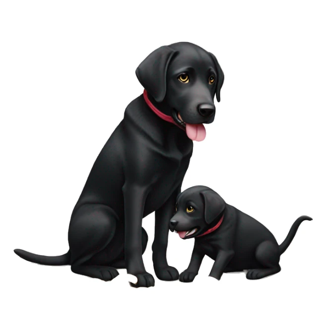 Black lab littermates playing tug of war sticker