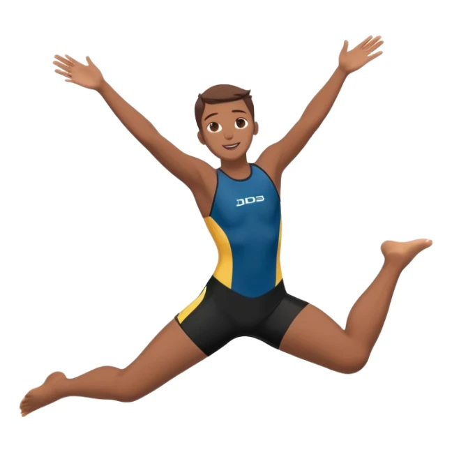 A young person leaps boldly into a pool named “Confidence,” arms wide, surrounded by skilled divers mid-air. Though less experienced, their fearless energy shines, symbolizing the courage to grow alongside greatness. sticker