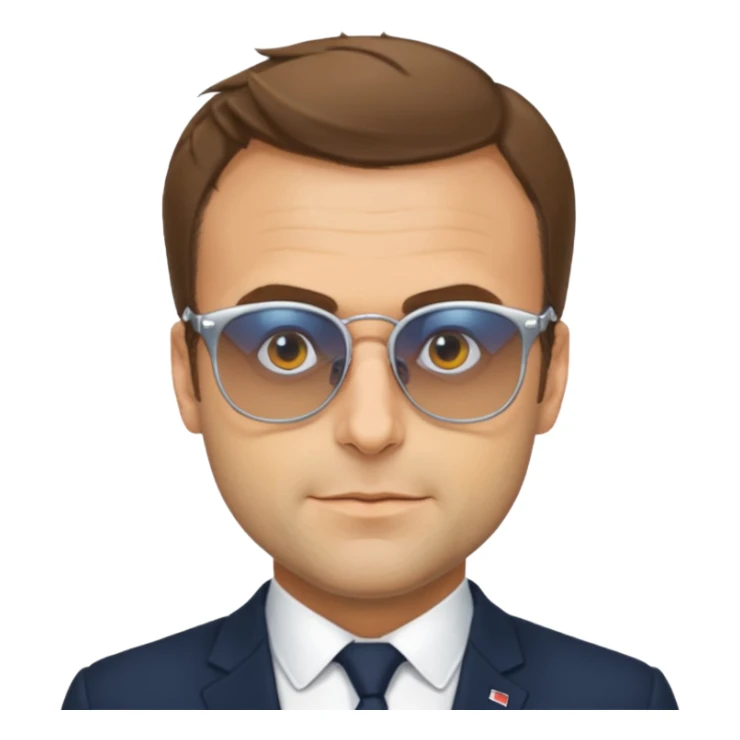 Emanuel Macron avec des lunettes de soleil qui dit : for sur  sticker