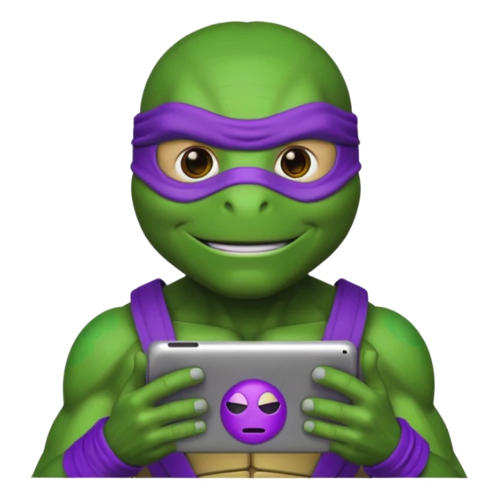 Donatello from Teenage Mutant Ninja Turtles, emoji style, using a hologram device sticker
