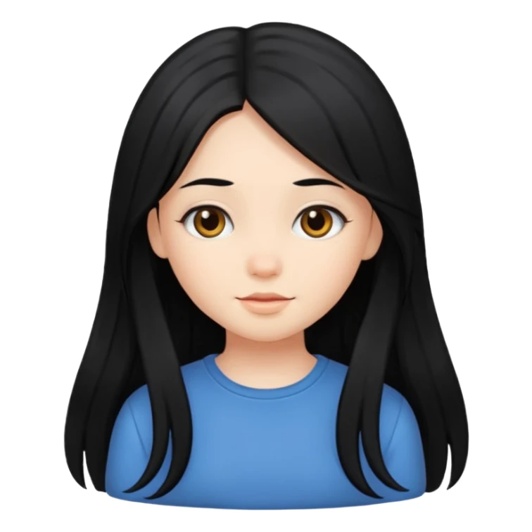 Cute girl with long black hair sticker