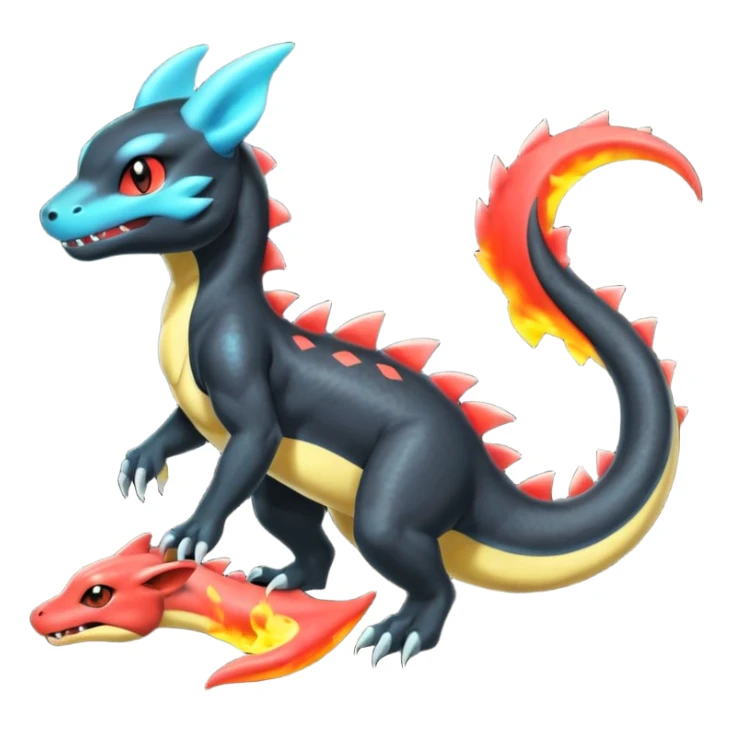 Shiny Salandit-Umbreon-Charmeleon-Fakémon-hybrid-creature (full body)  sticker