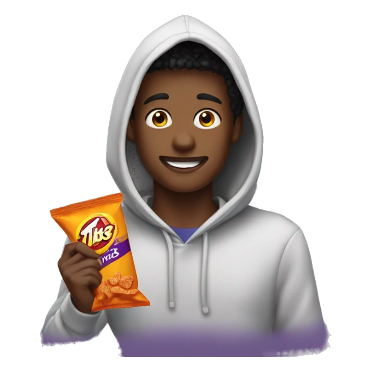 student wearing a hoodie eating takis sticker