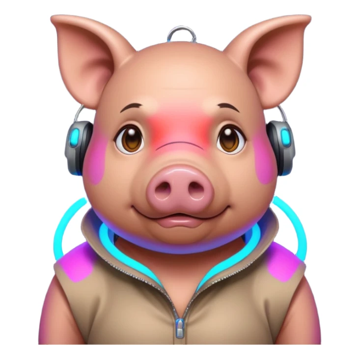 cyberpunk neon colorful wearring pig sticker