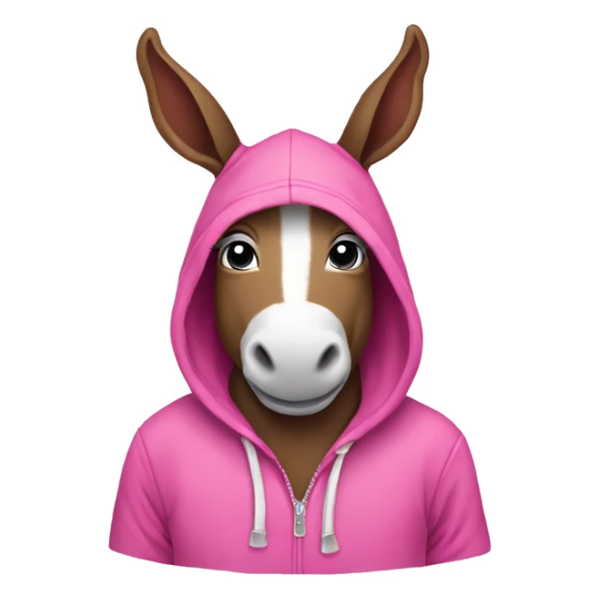 Pink donkey wearing a hoodie sticker