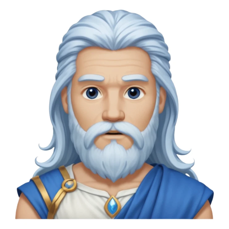 Jupiter, Thunder God from Rome Mythology with long white hair and beard, blue and white outfit sticker