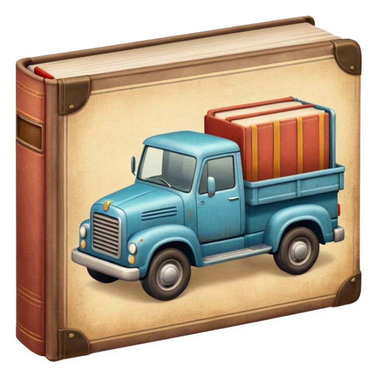 a book with a truck on the cover sticker