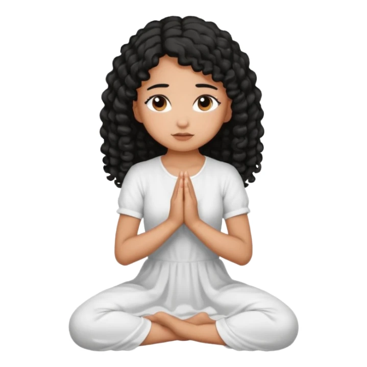girl praying on knees curls black hair brown skin sticker