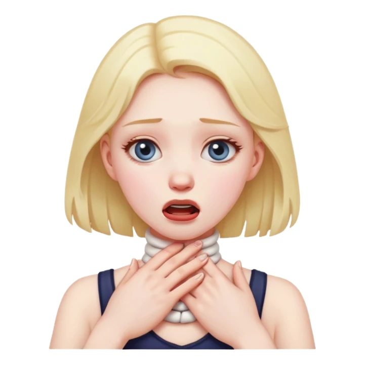 girl choking with her hands on her neck  sticker