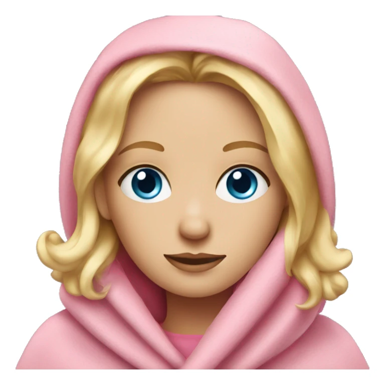 Blonde girl with blue eyes wrapped in pink blanket  sticker