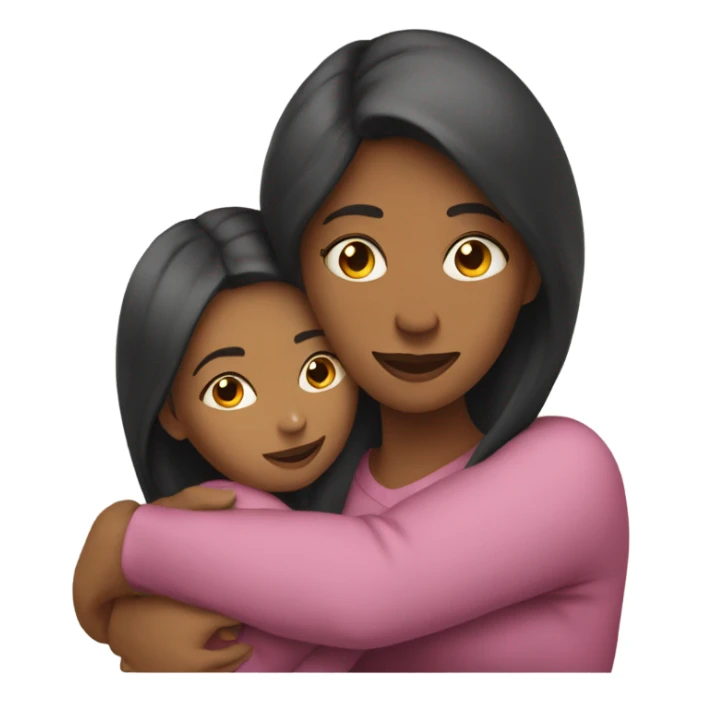 Mother huggings with a girl sticker