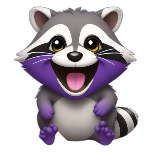 Cute violet raccoon is laughing sticker