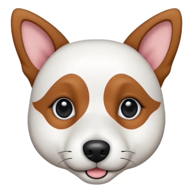 a fully white jack russell the size of a kelpie with floppy ears and a half white face sticker