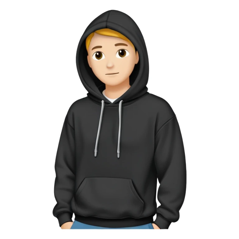 blank black hoodie with no model wearing it with a relax fit sticker