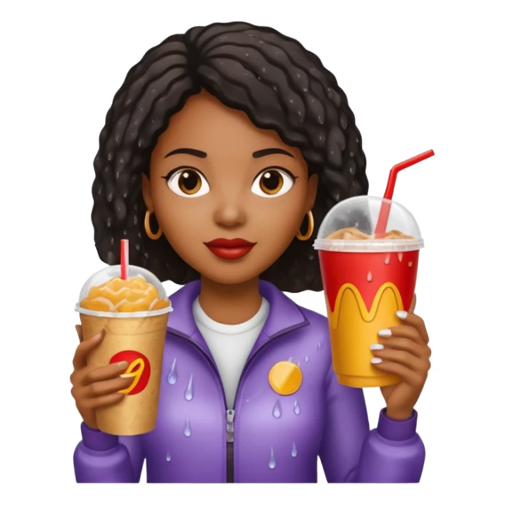 black woman holding fastfood drink sticker