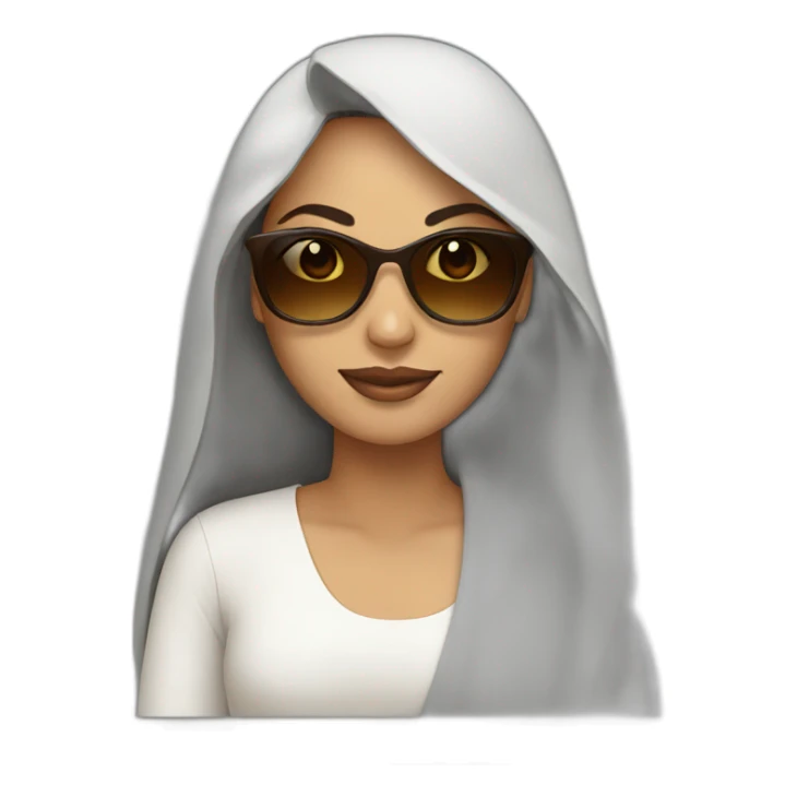 arab woman with brown long hair and sunglasses sticker