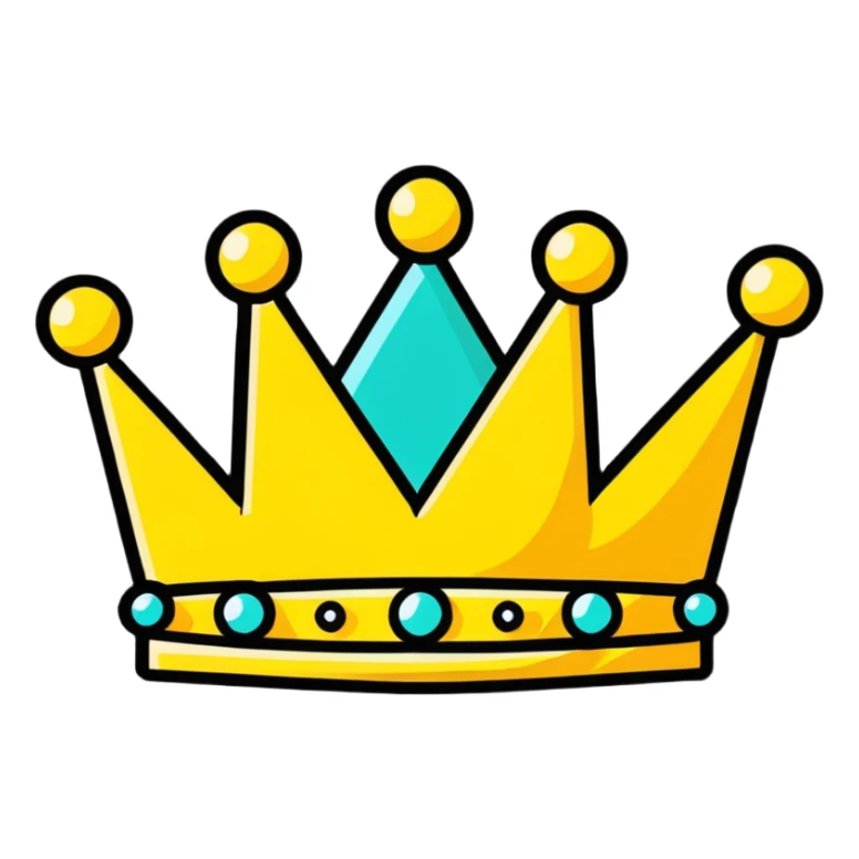 cartoonish shiny crown with sparkles sticker