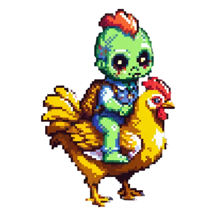 baby zombie riding a chicken sticker