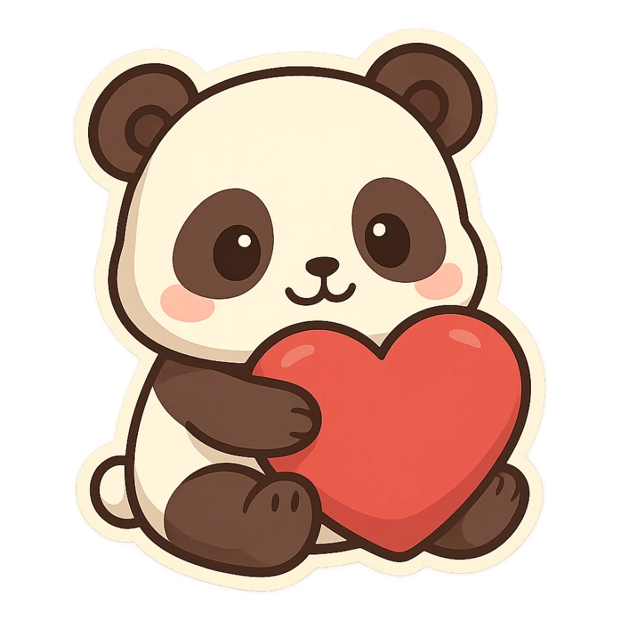 Chibi Panda Hugging Heart sticker
