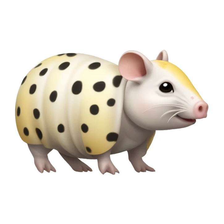White chubby armadillo pig with yellow and black spots and cute face sticker