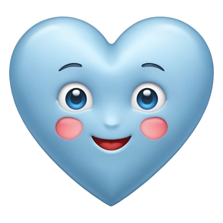 apple style emoji heart in soft muted blue, simple and light-hearted sticker