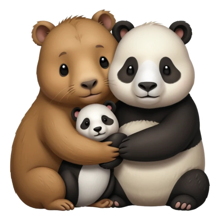 Capybara qui font un câlin avec un panda sticker