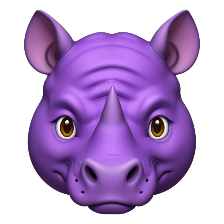 purple rhino face emoji, bold features sticker
