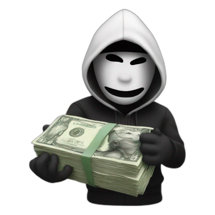 Thief in black and white painted  with a bag of money sticker