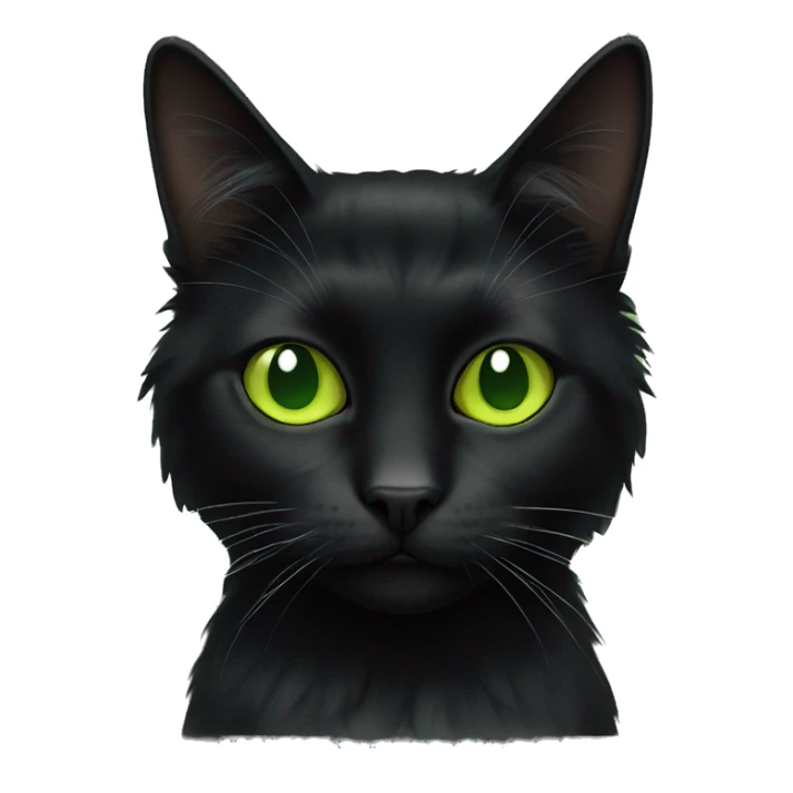 black long haired cat with lime green eyes sticker