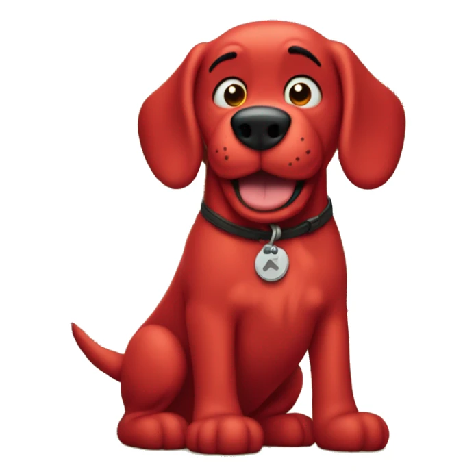 Clifford the big red dog next to a tree sticker