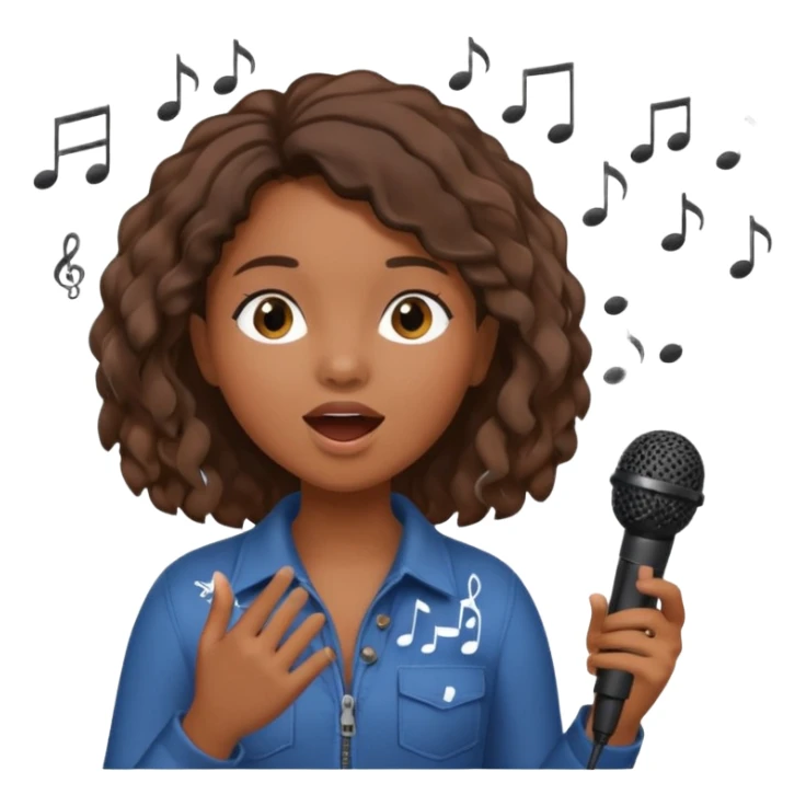 African American girl singing with microphone in her hand Abe music notes everywhere floating around sticker