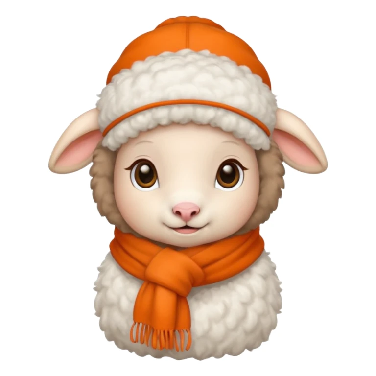 baby sheep with orange scarf and brown hat sticker