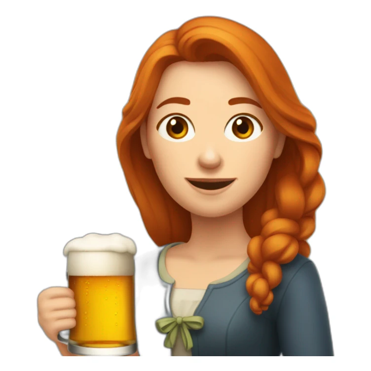 Une femme rousse qui boit de la bière sticker