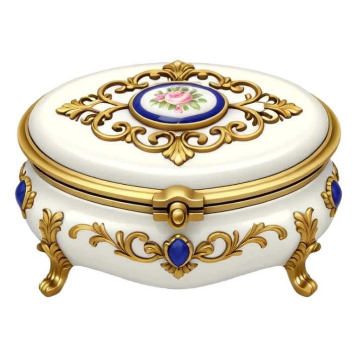 Vintage rococo white jewelry box sticker