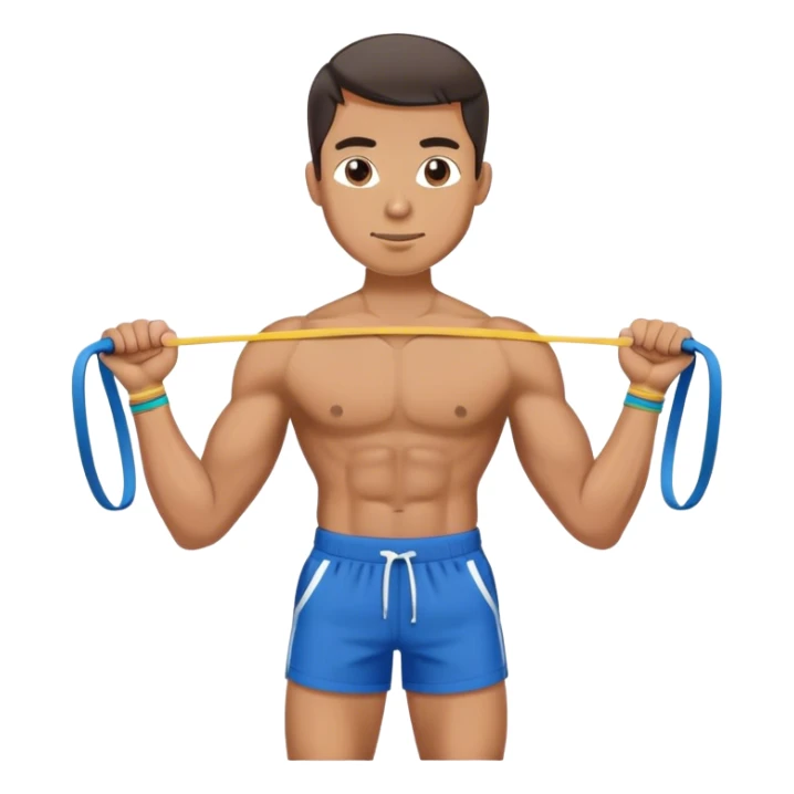fit man with blue shorts resistance bands exercises sticker