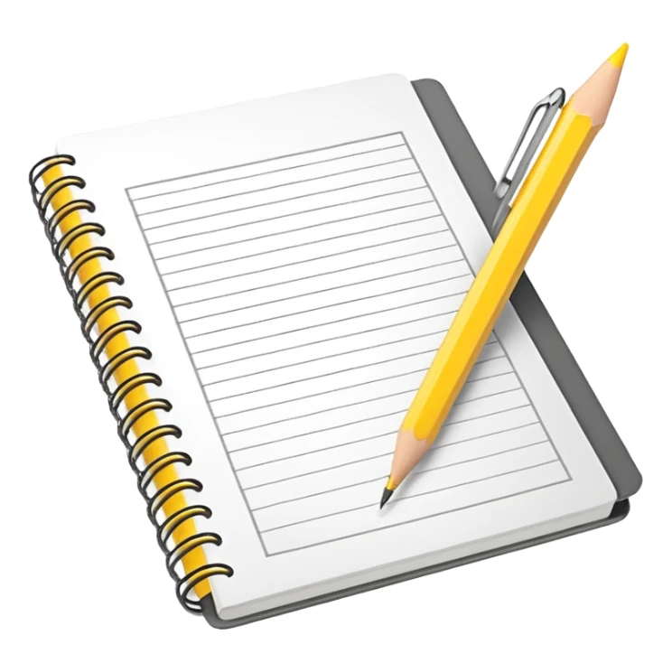 spiral journal and yellow pencil sticker