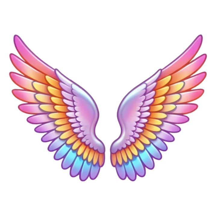 angel wing with a colored outline with a pink orange mix sticker