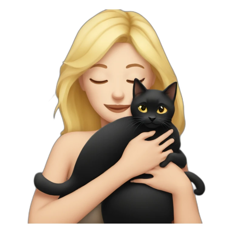 blond woman cuddles black cat sticker