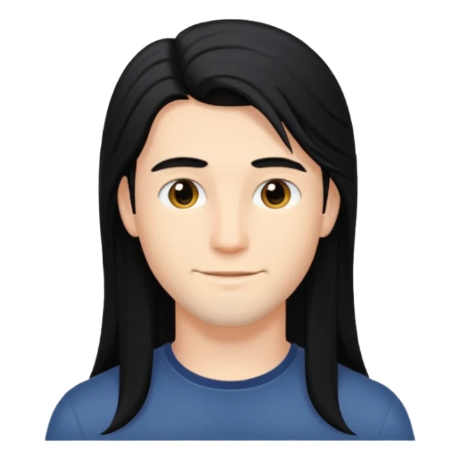 Young man with long flowing hair Dark black in color sticker