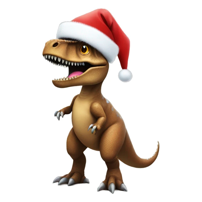 T-Rex wearing Santa hat with Christmas lights strung around body sticker